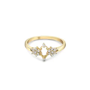 Pure Silver Ring - Golden Celestial Duo Model
