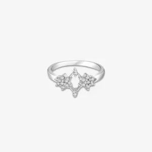Pure Silver Ring - Starry Sleek Ring With CZ Stones