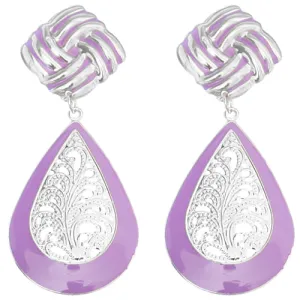 Purple Knot Filigree Teardrop Post Earrings