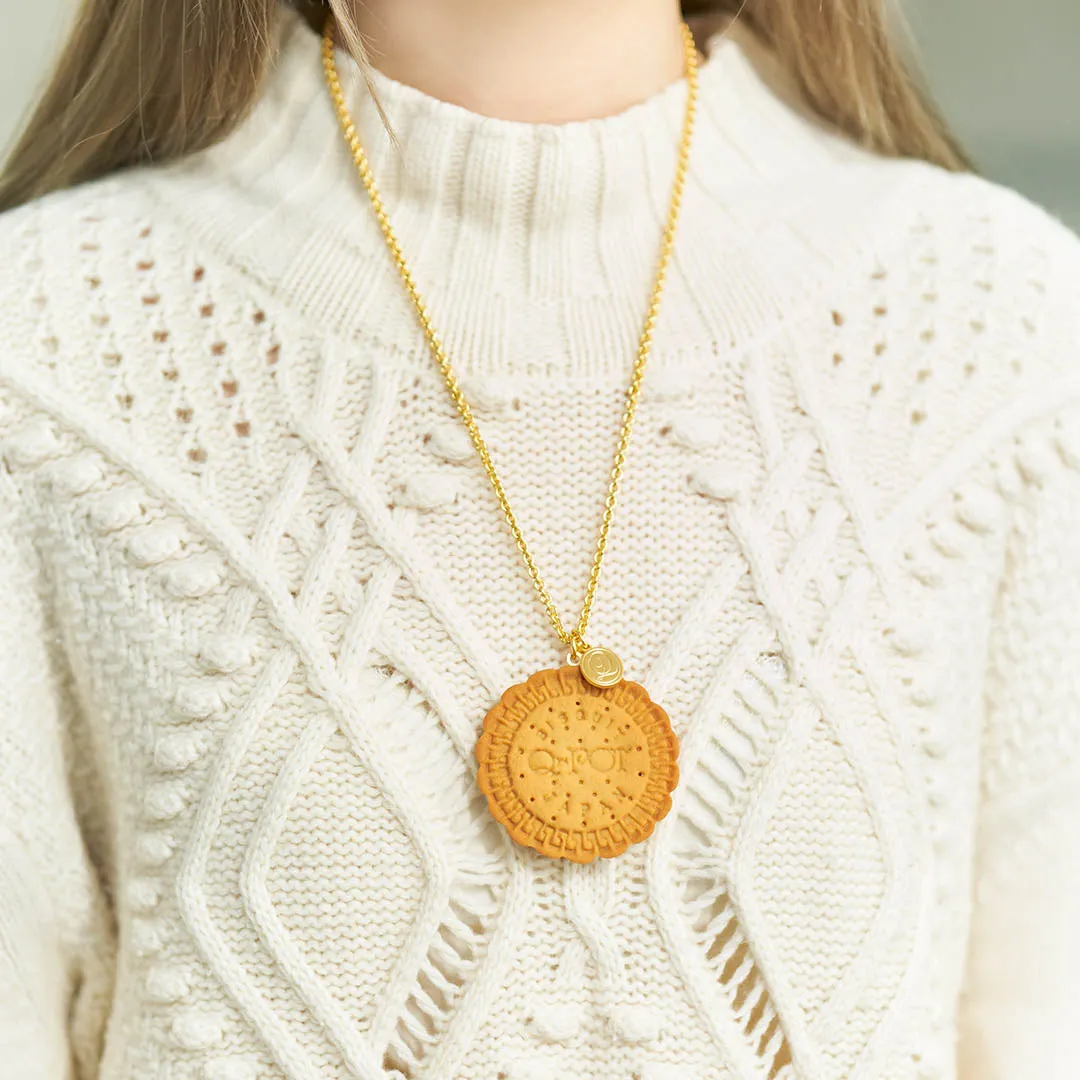 Q-pot. Original Freshly Baked Cookie Necklace (Plain)【Japan Jewelry】