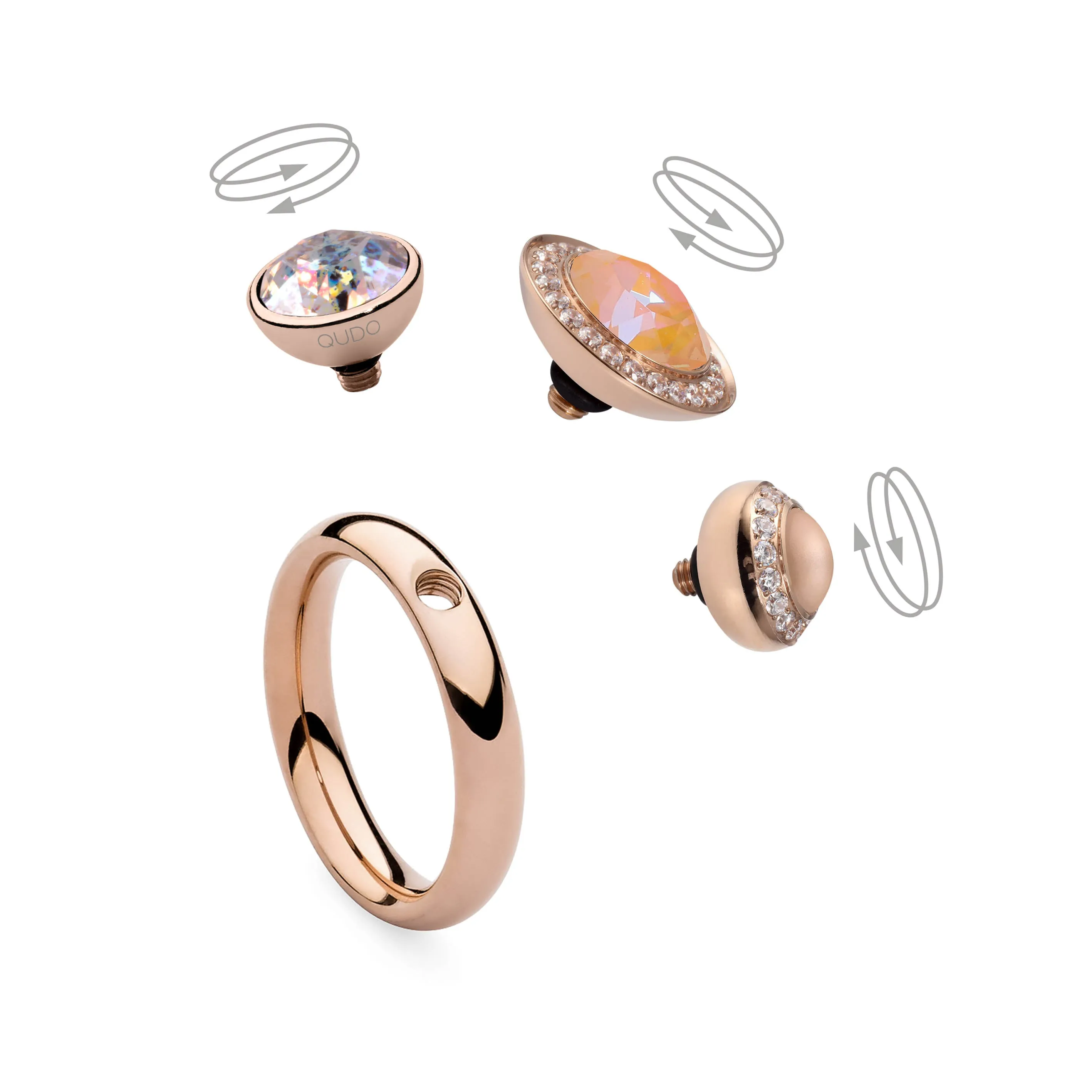 Qudo Tondo Deluxe 13mm Rose Gold Topper - Ignite