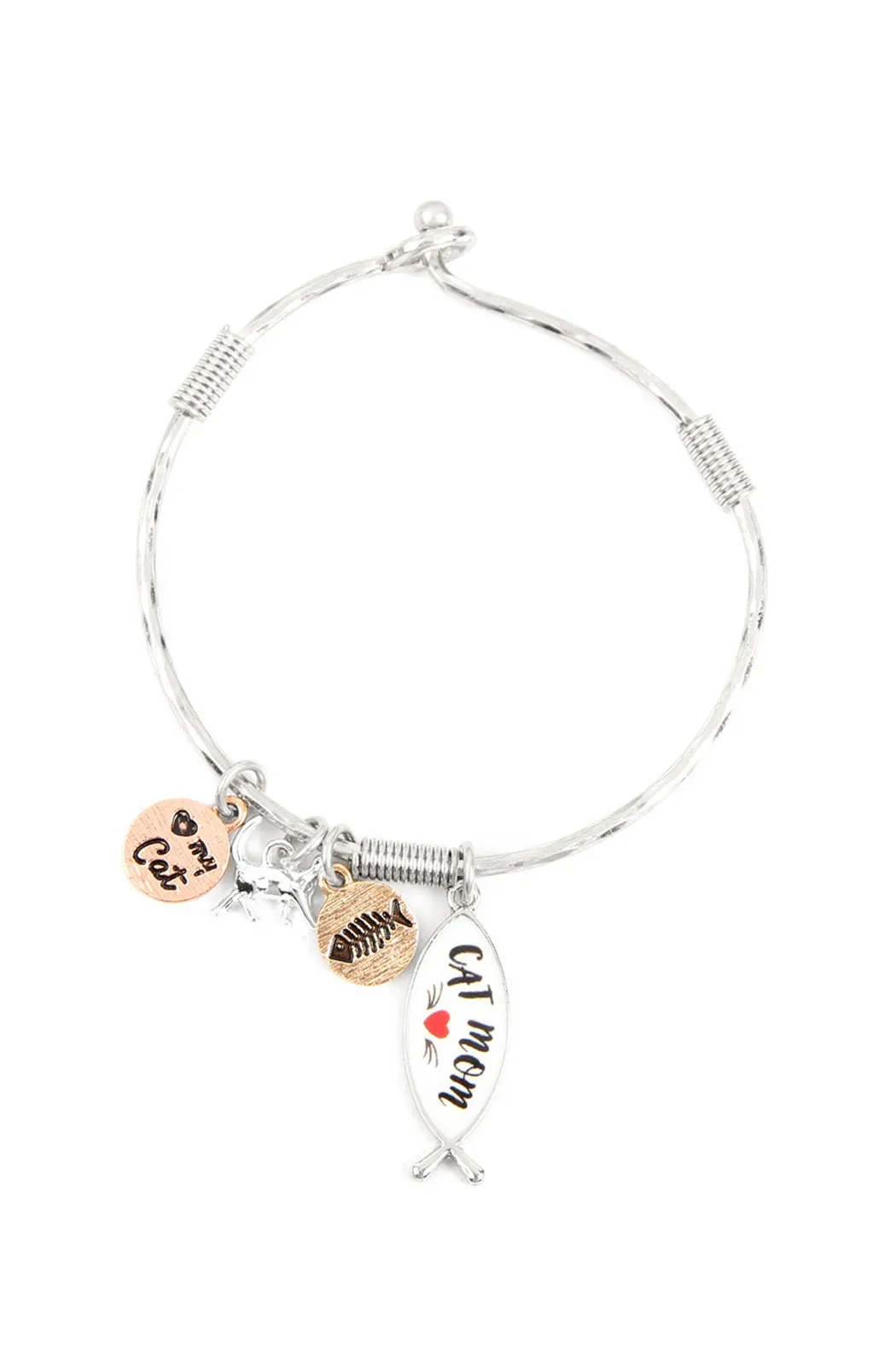 "CAT MOM" CHARM CUFF BRACELET