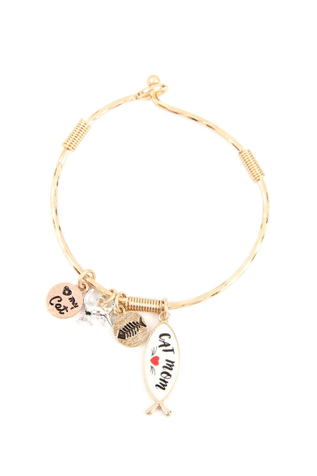 "CAT MOM" CHARM CUFF BRACELET