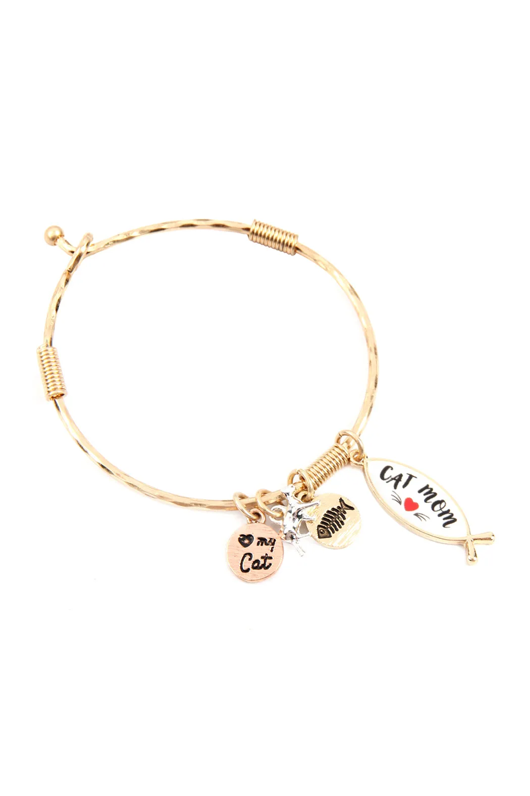 "CAT MOM" CHARM CUFF BRACELET