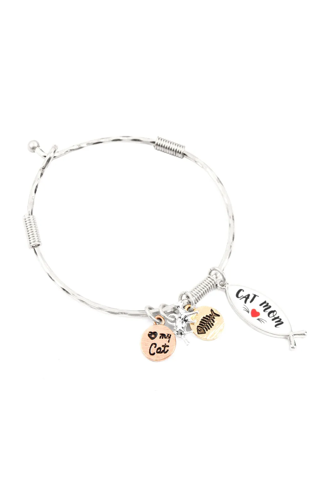 "CAT MOM" CHARM CUFF BRACELET
