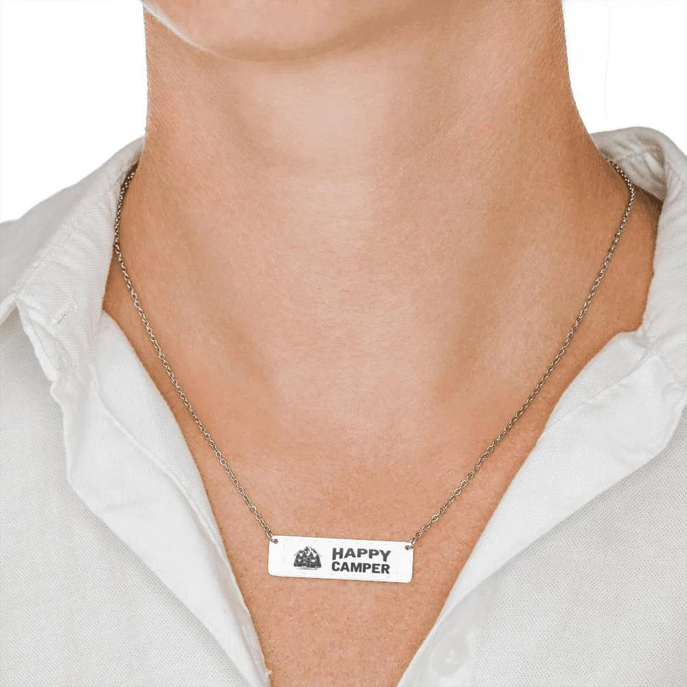 "Happy Camper" Engravable Bar Necklace