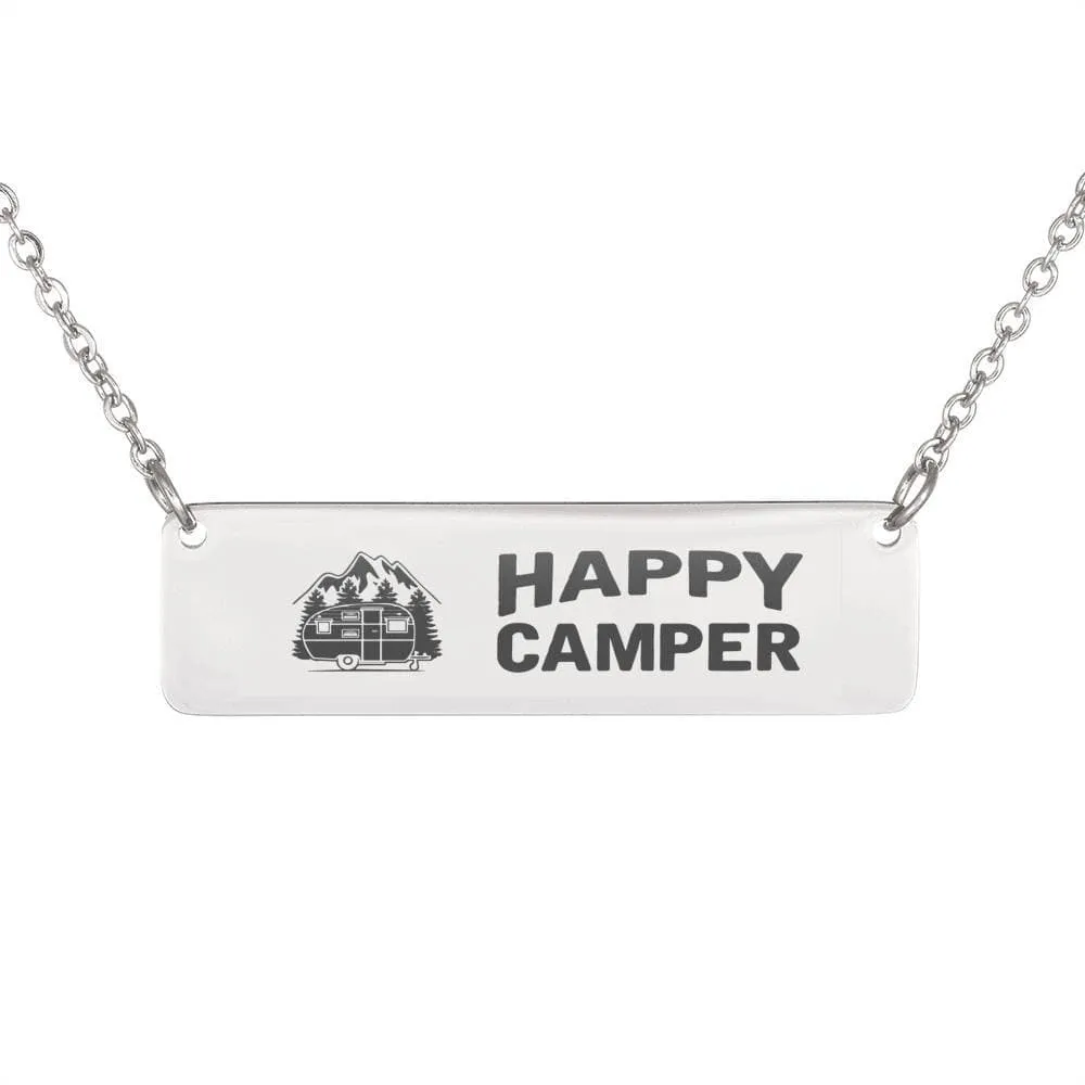 "Happy Camper" Engravable Bar Necklace