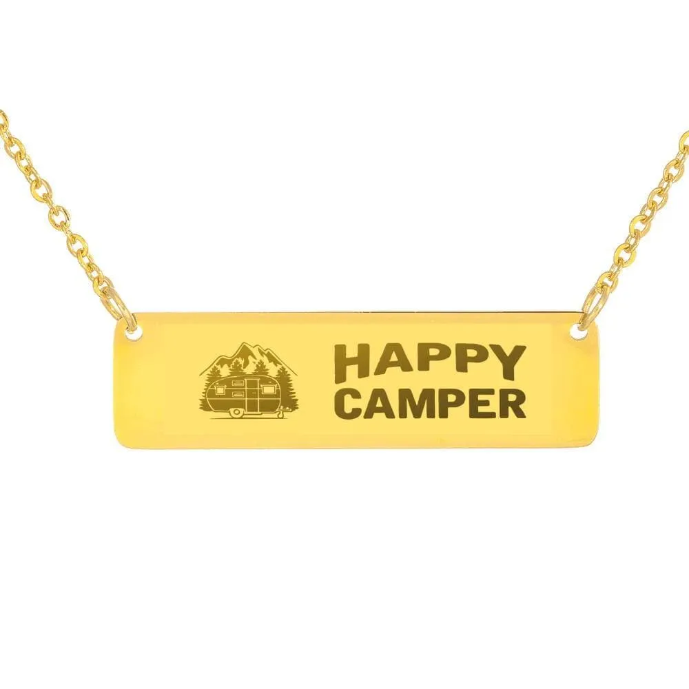 "Happy Camper" Engravable Bar Necklace