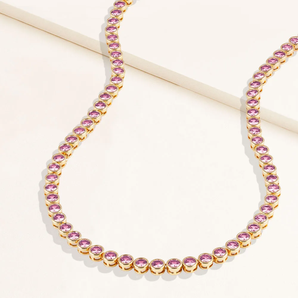 "Milestone Shine" 7.7CTW Round Cut Bezel Set Tennis Necklace