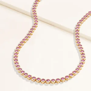 "Milestone Shine" 7.7CTW Round Cut Bezel Set Tennis Necklace