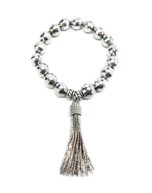 Rachel Hematite Bracelet with Fringe Tassel