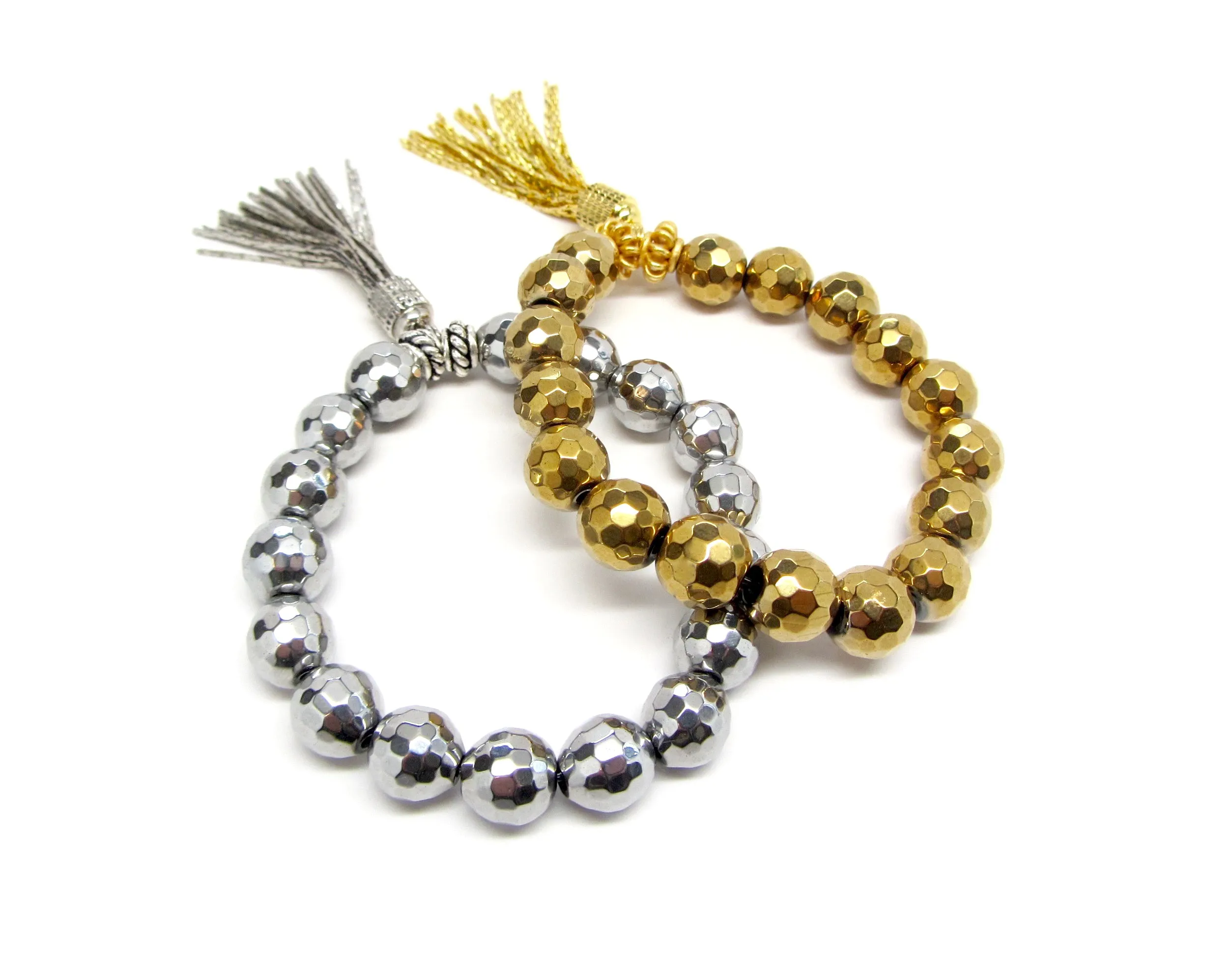 Rachel Hematite Bracelet with Fringe Tassel
