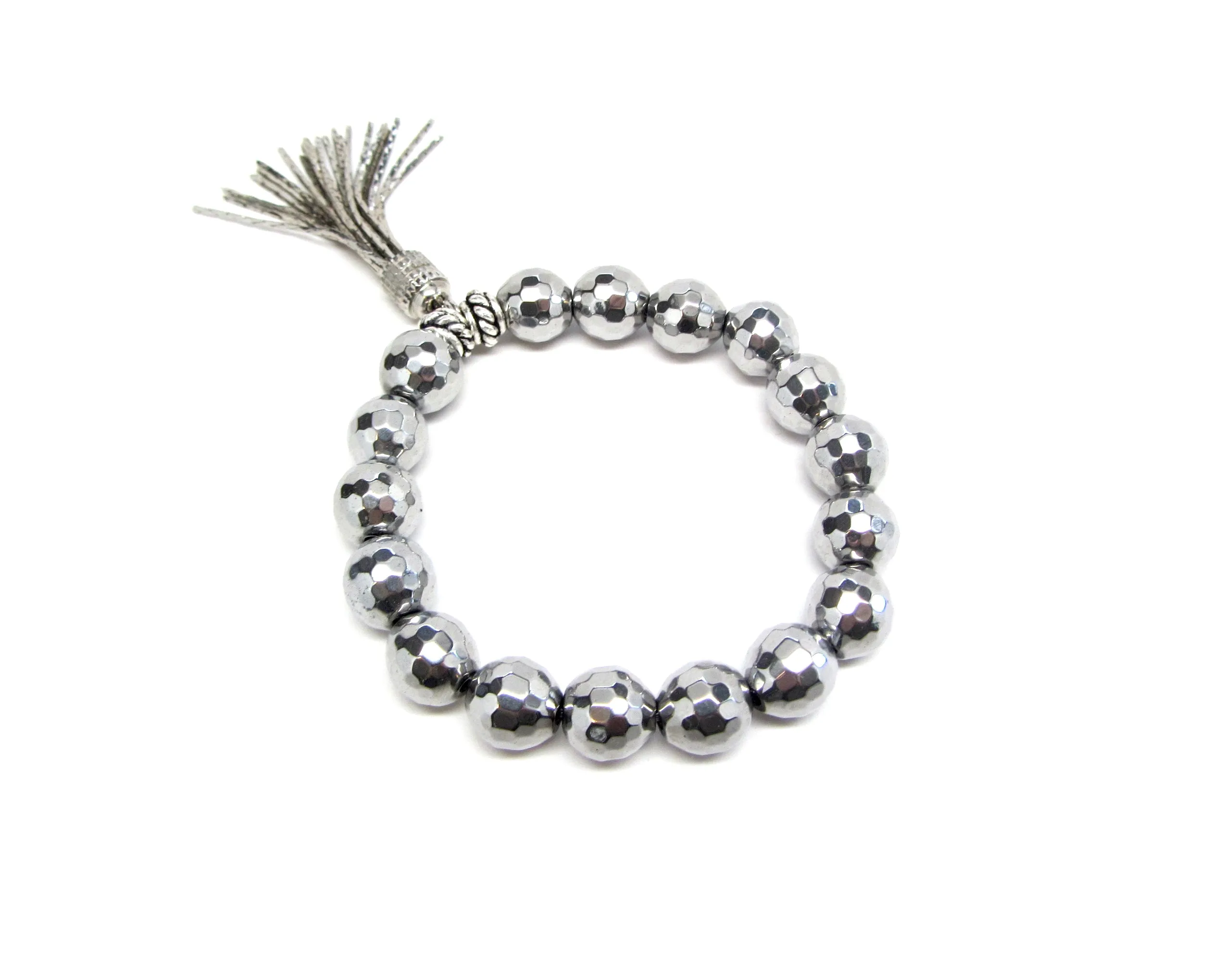 Rachel Hematite Bracelet with Fringe Tassel
