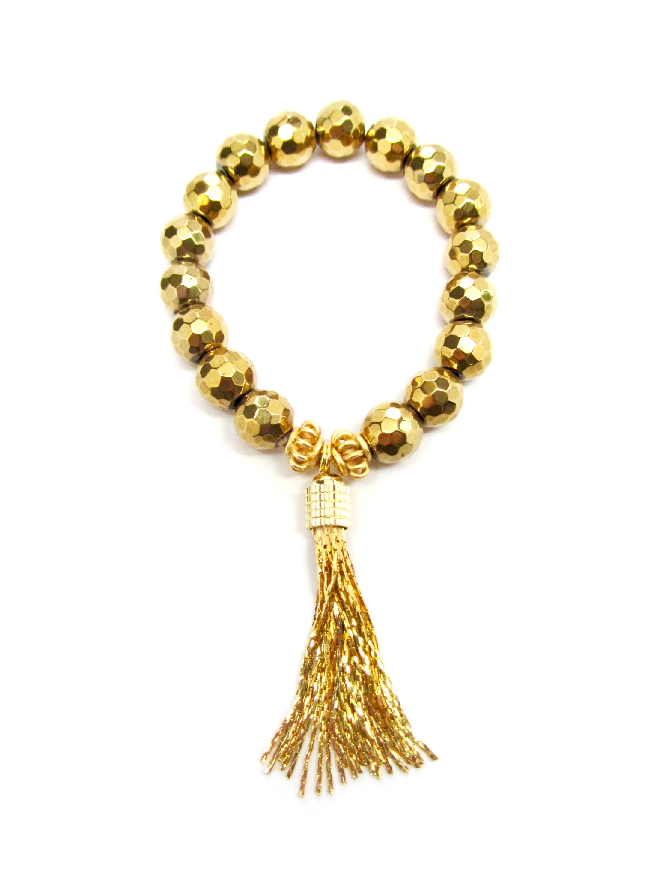 Rachel Hematite Bracelet with Fringe Tassel