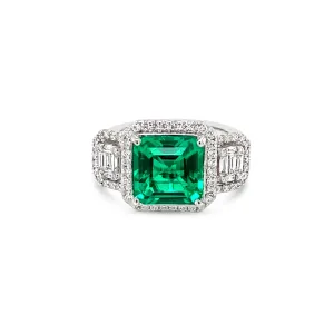 Radiant Shape Emerald & Diamonds "Luxury" Ring