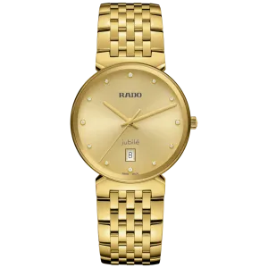 Rado Florence Classic Diamond Gold Dial YG PVD Quartz 38mm