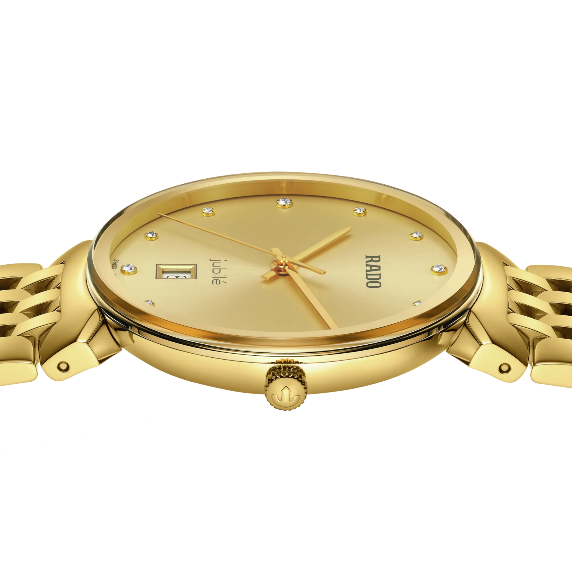 Rado Florence Classic Diamond Gold Dial YG PVD Quartz 38mm