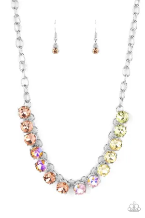 Rainbow Resplendence - Orange - Circle Gem Ombre Paparazzi Short Necklace