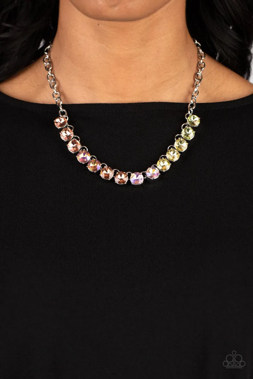 Rainbow Resplendence - Orange - Circle Gem Ombre Paparazzi Short Necklace
