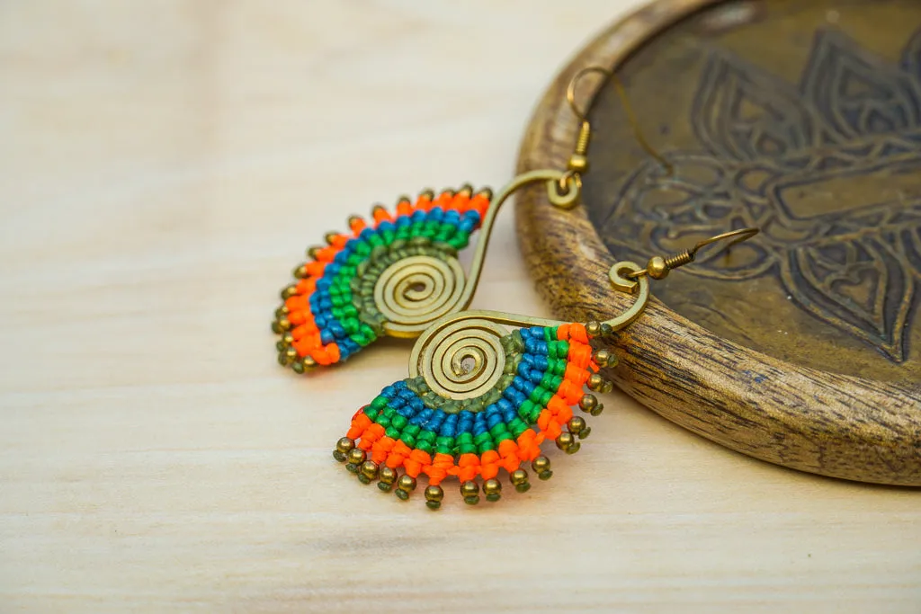 Rainbow Spirit Micro Macrame Boho Earrings