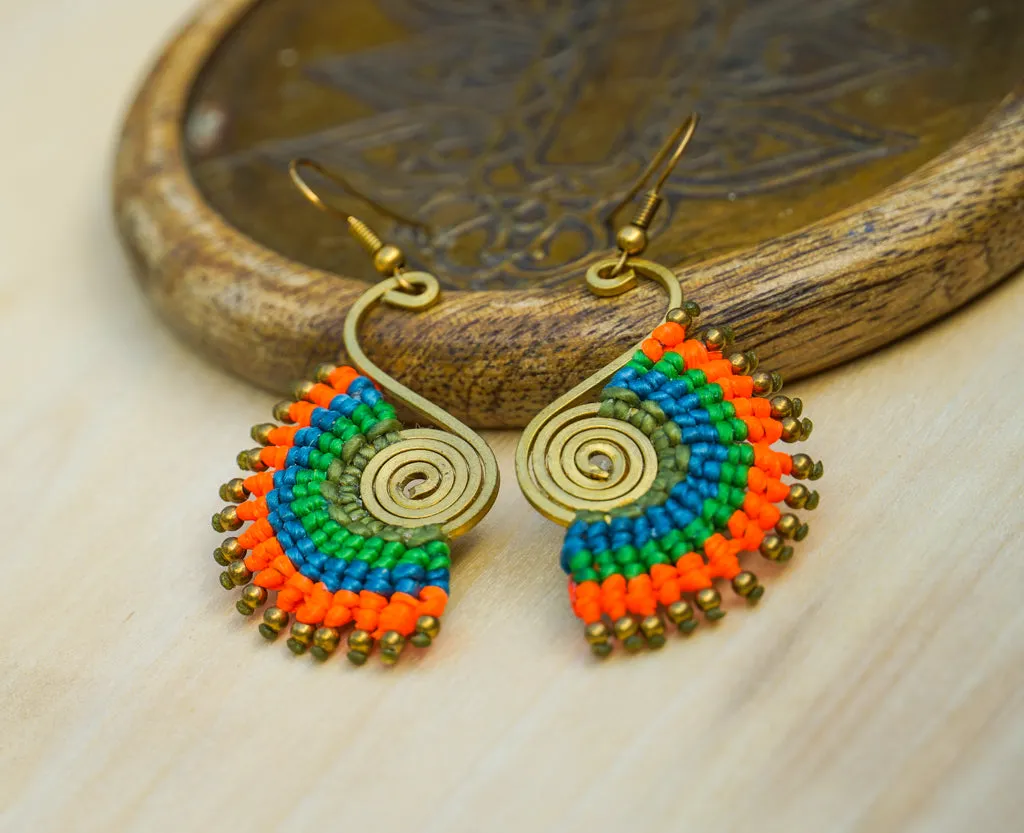 Rainbow Spirit Micro Macrame Boho Earrings