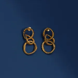 Ram’s Horn Spiral Chain Earrings - Gold-Plated over Bronze