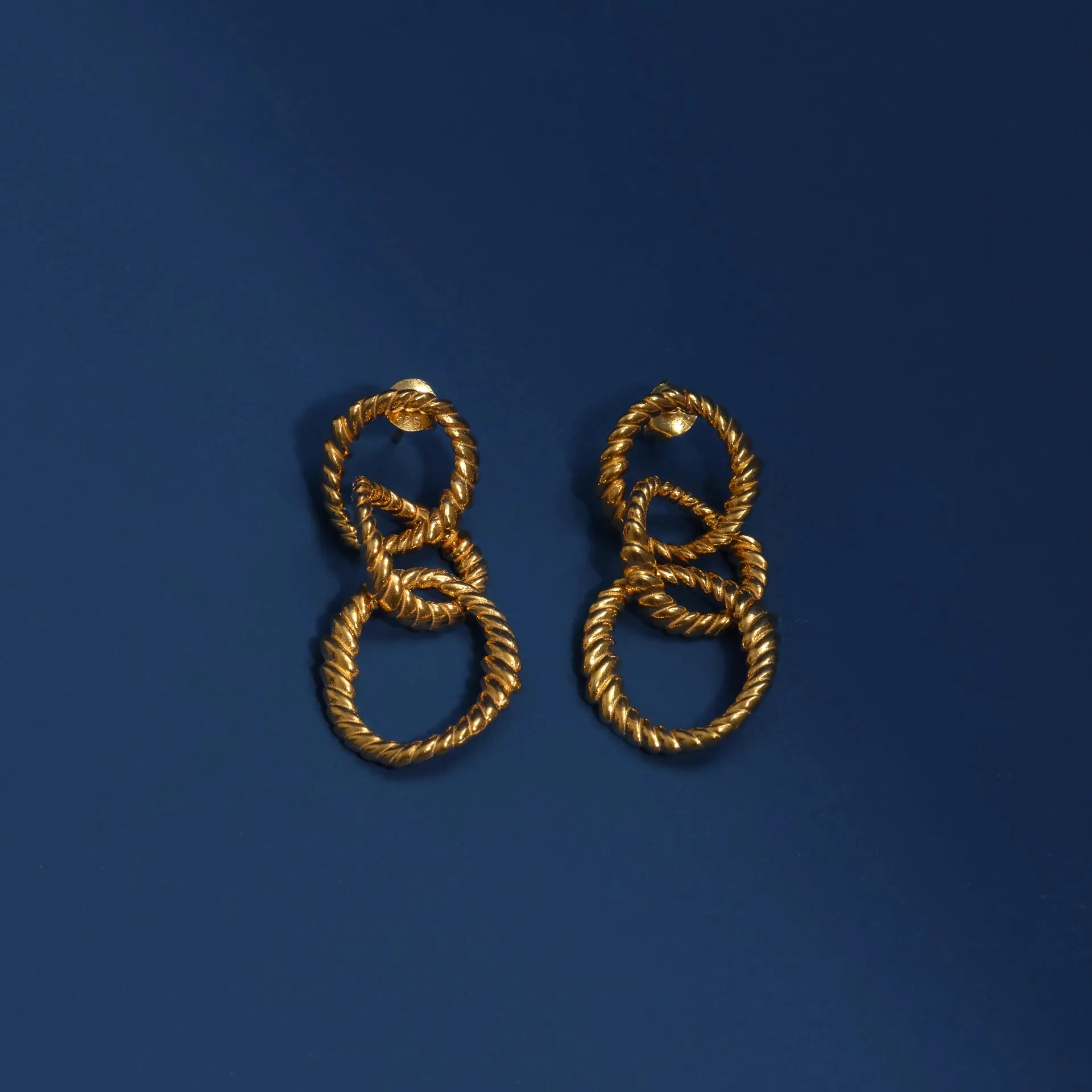 Ram’s Horn Spiral Chain Earrings - Gold-Plated over Bronze