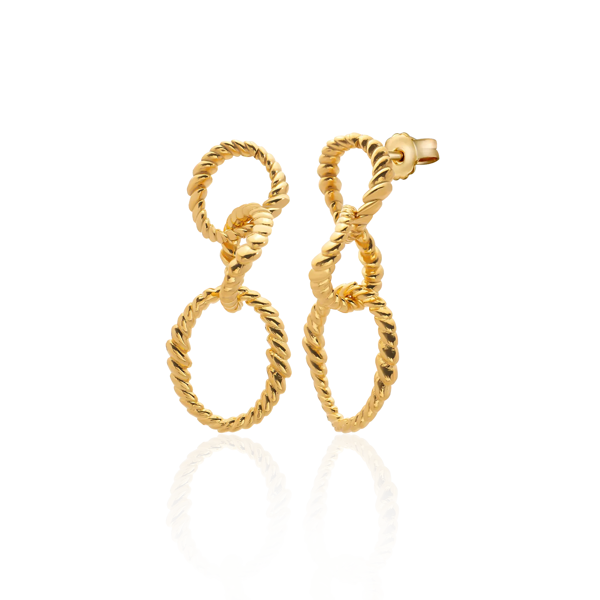 Ram’s Horn Spiral Chain Earrings - Gold-Plated over Bronze