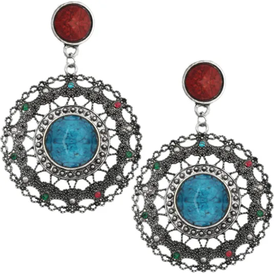 Red Blue Faceted Rhinestone Post Earrings