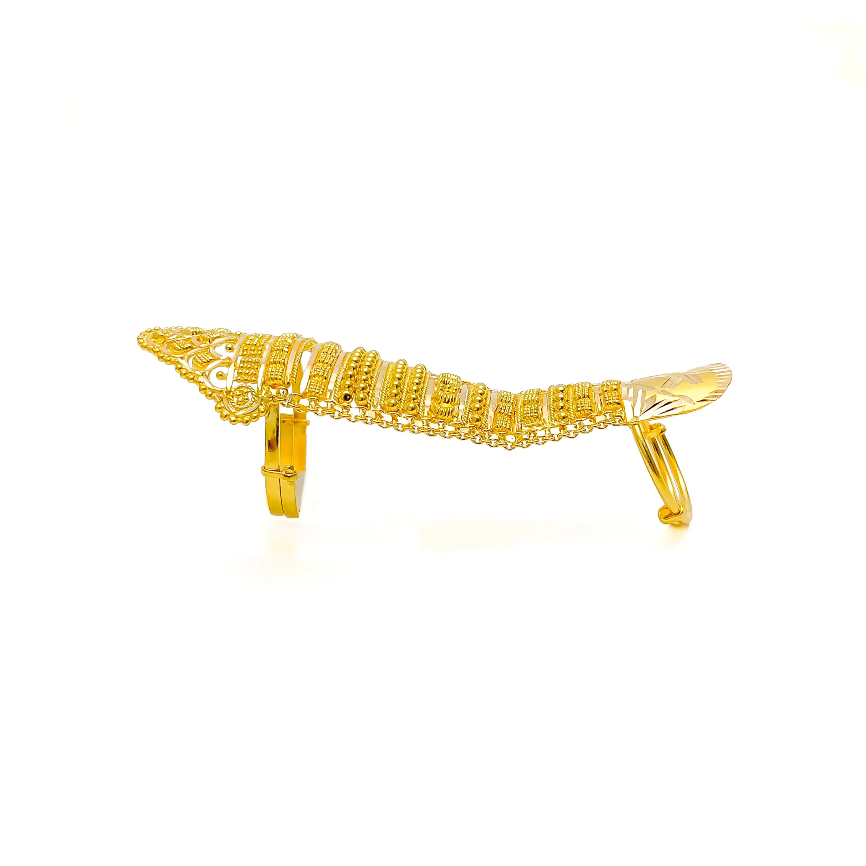 Refined Glamorous 22k Overall Gold Petite Finger Ring