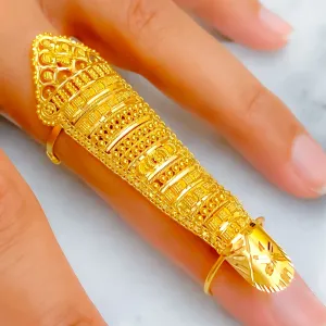 Refined Glamorous 22k Overall Gold Petite Finger Ring