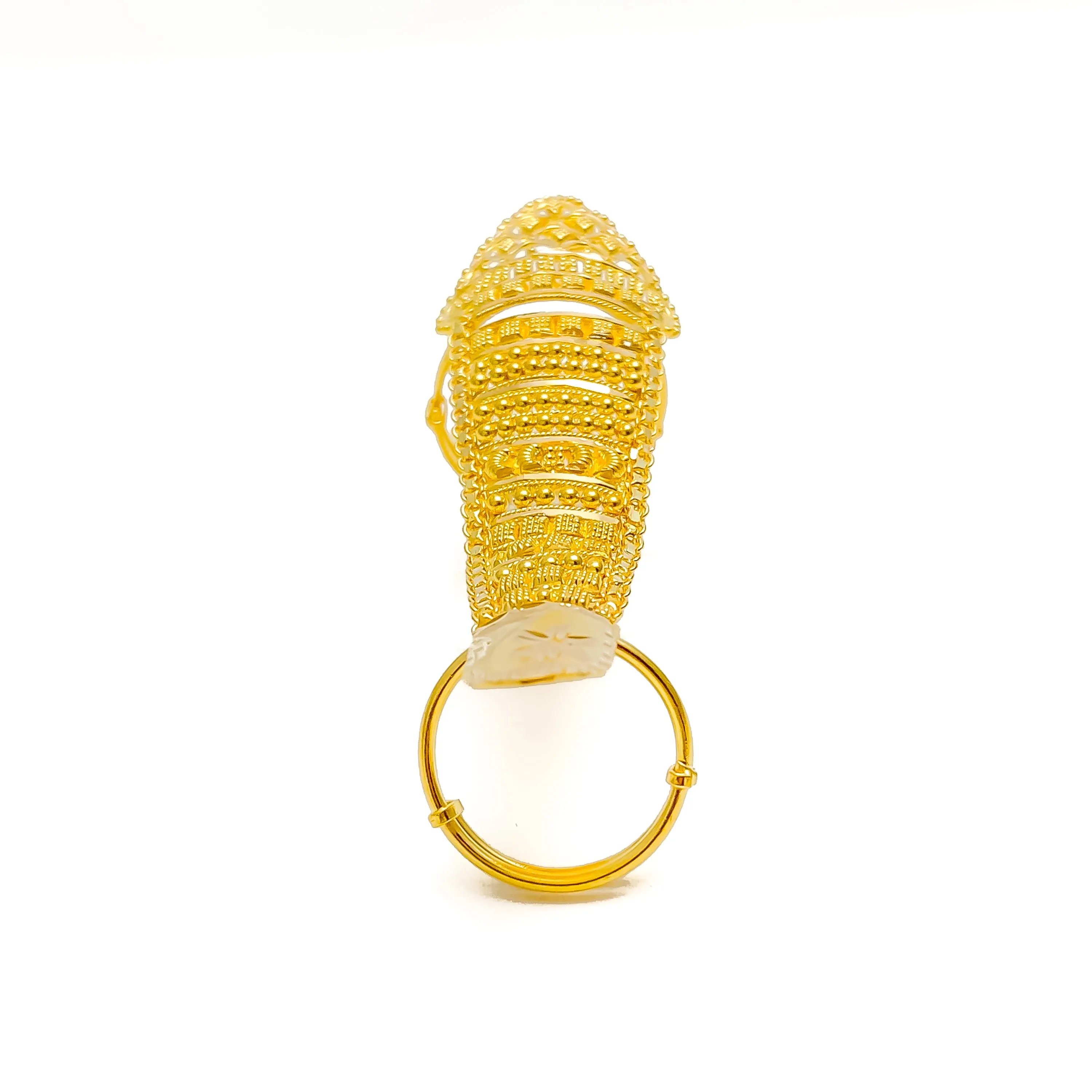 Refined Glamorous 22k Overall Gold Petite Finger Ring