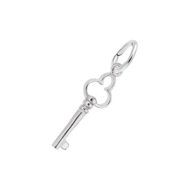 Rembrandt Charms Sterling Silver Rhodium or Gold Plated Antique Trefoil Key Pendant