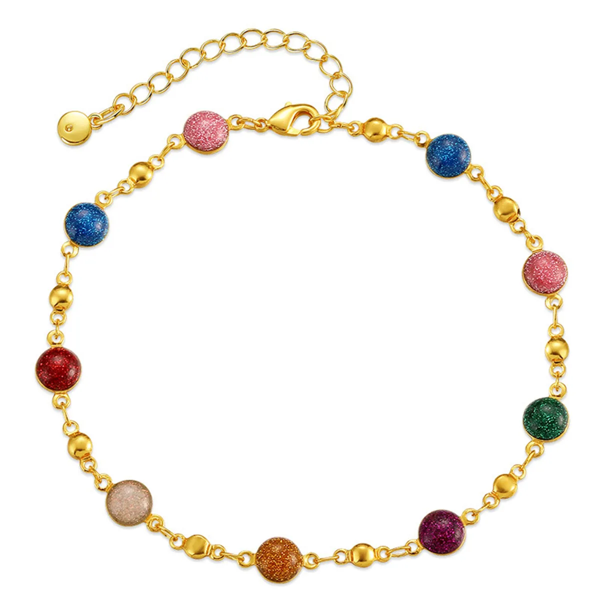 Resin Beads & 18K Gold-Plated Station Bracelet