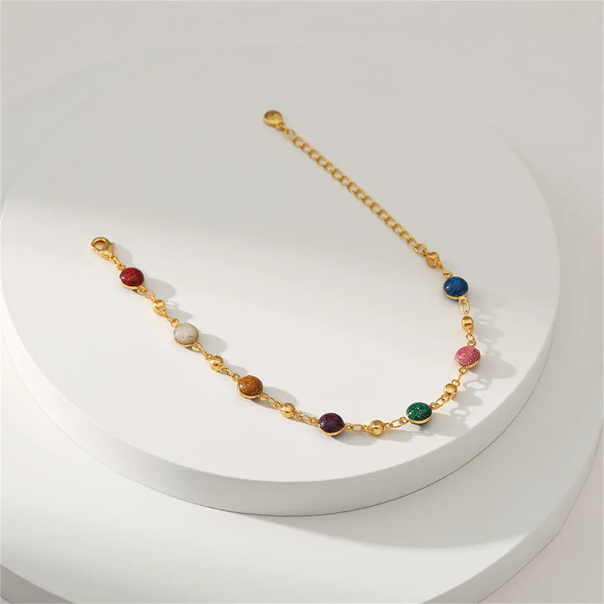 Resin Beads & 18K Gold-Plated Station Bracelet