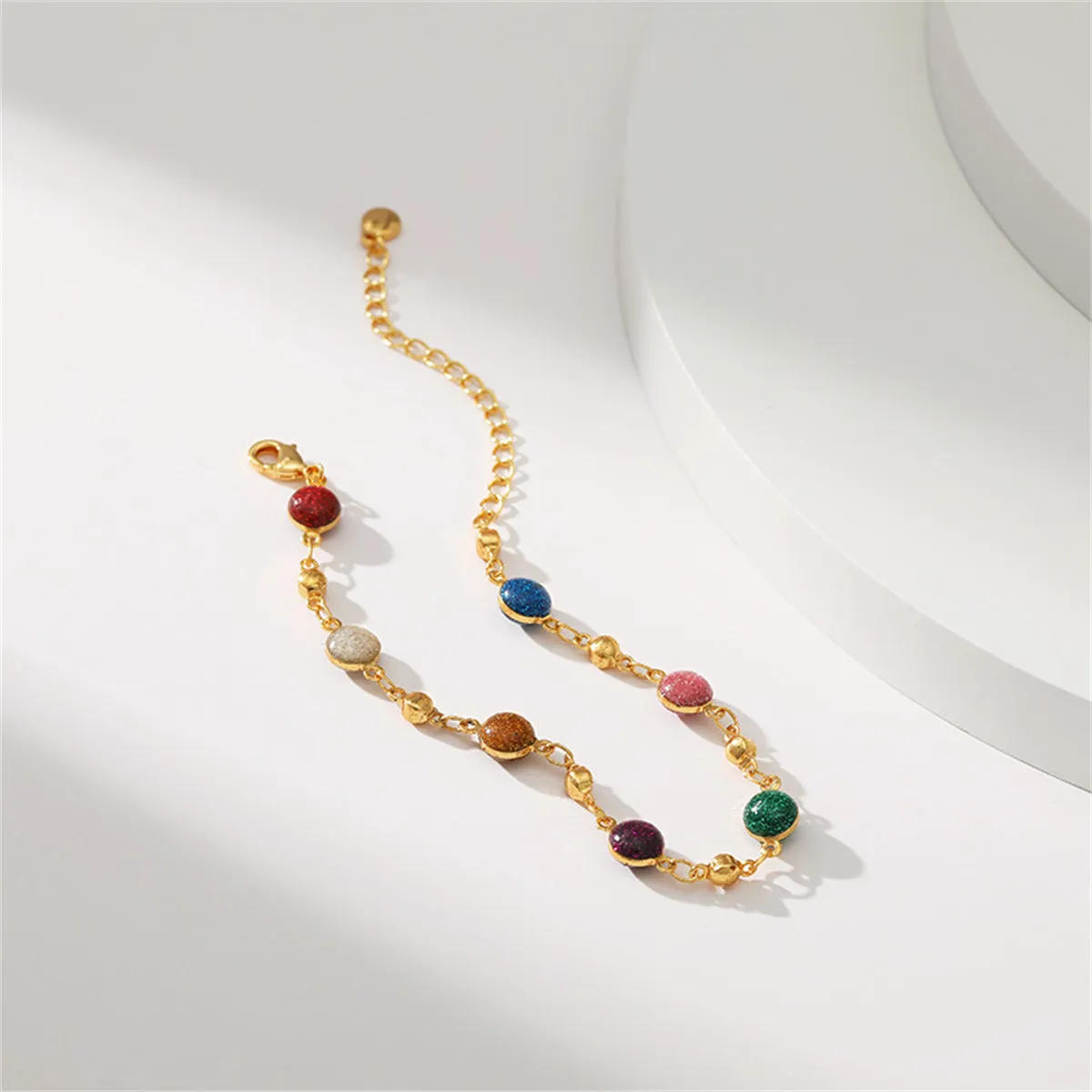 Resin Beads & 18K Gold-Plated Station Bracelet