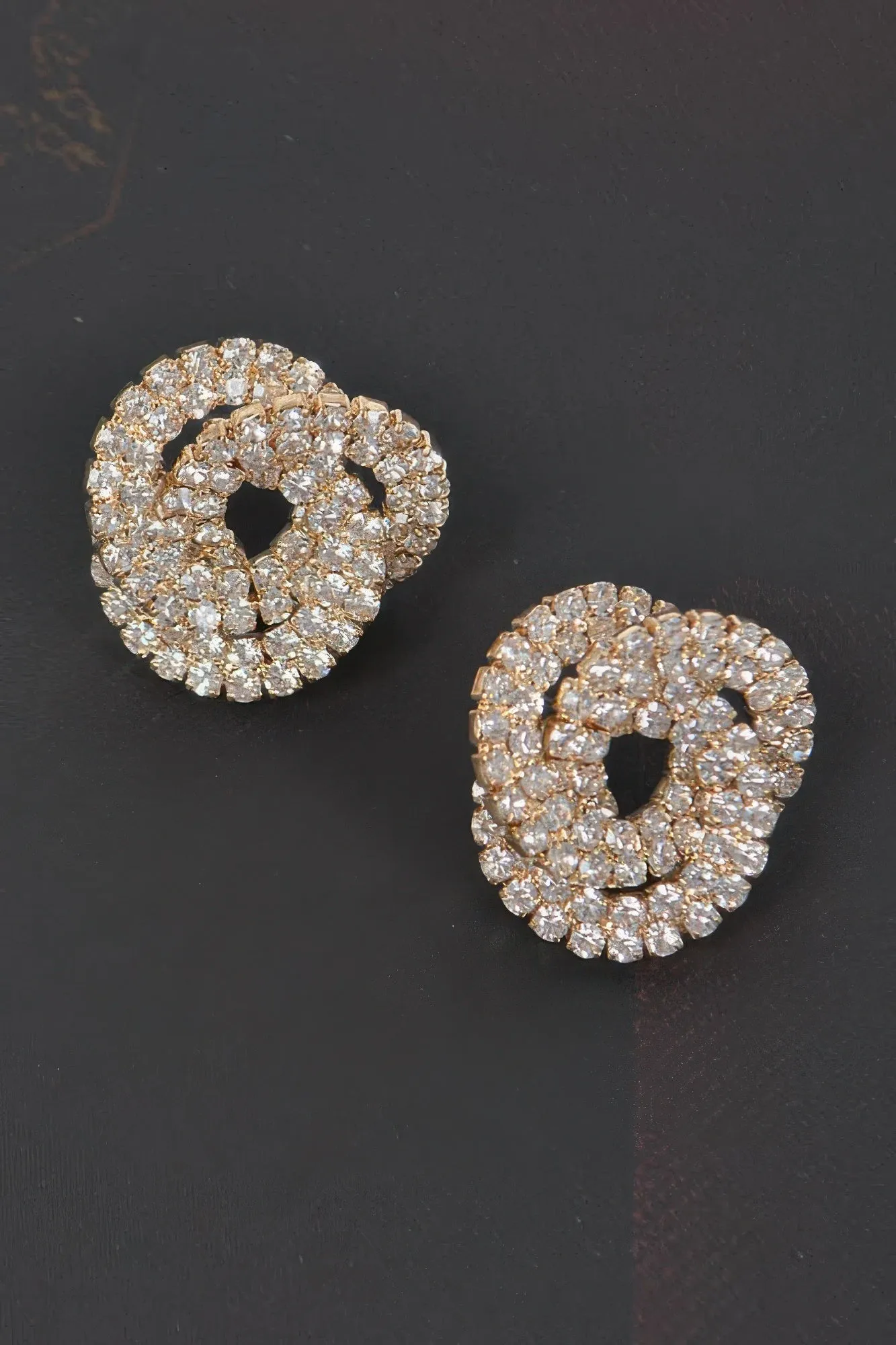 Rhinestone Button Earrings