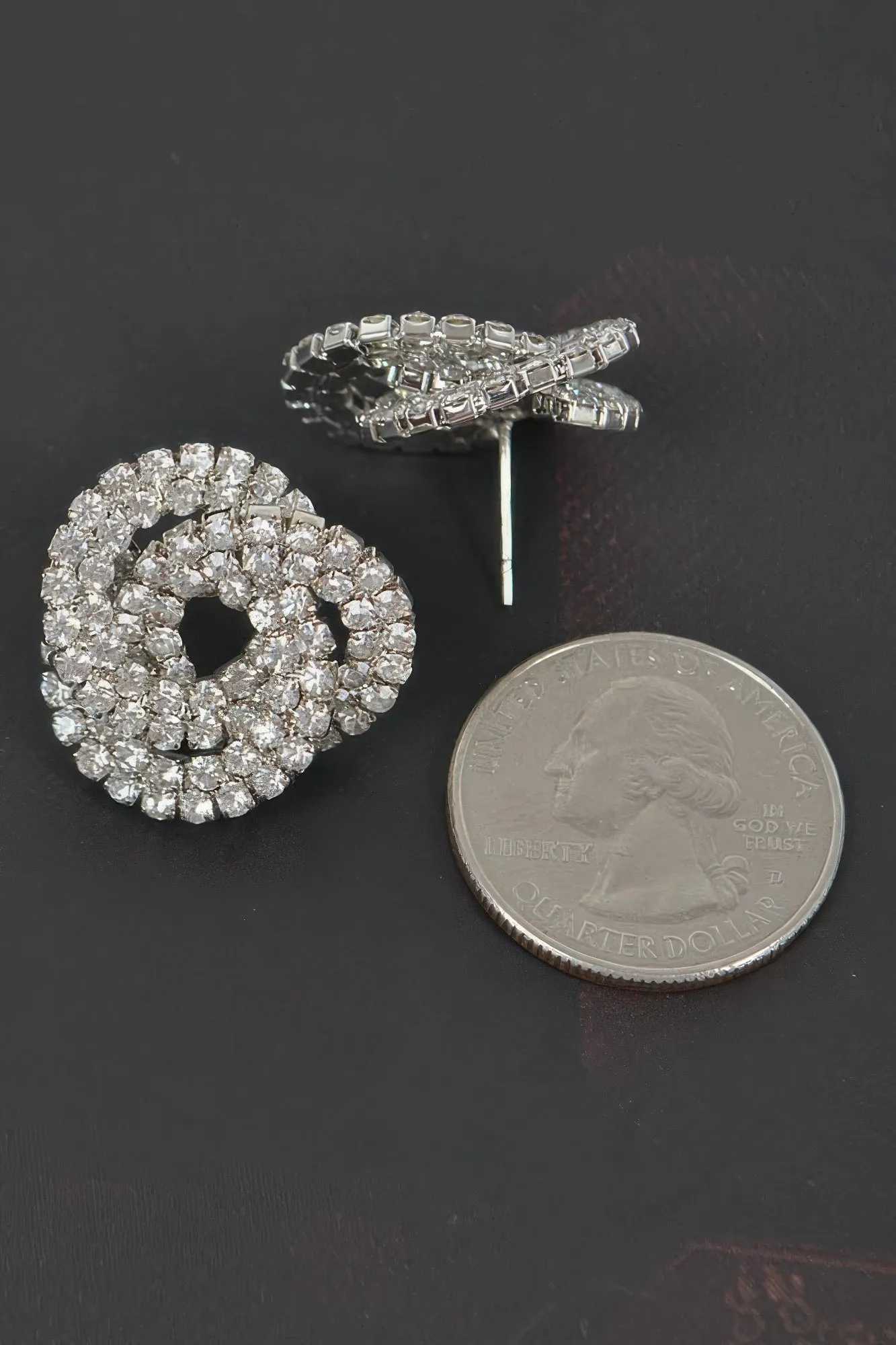 Rhinestone Button Earrings
