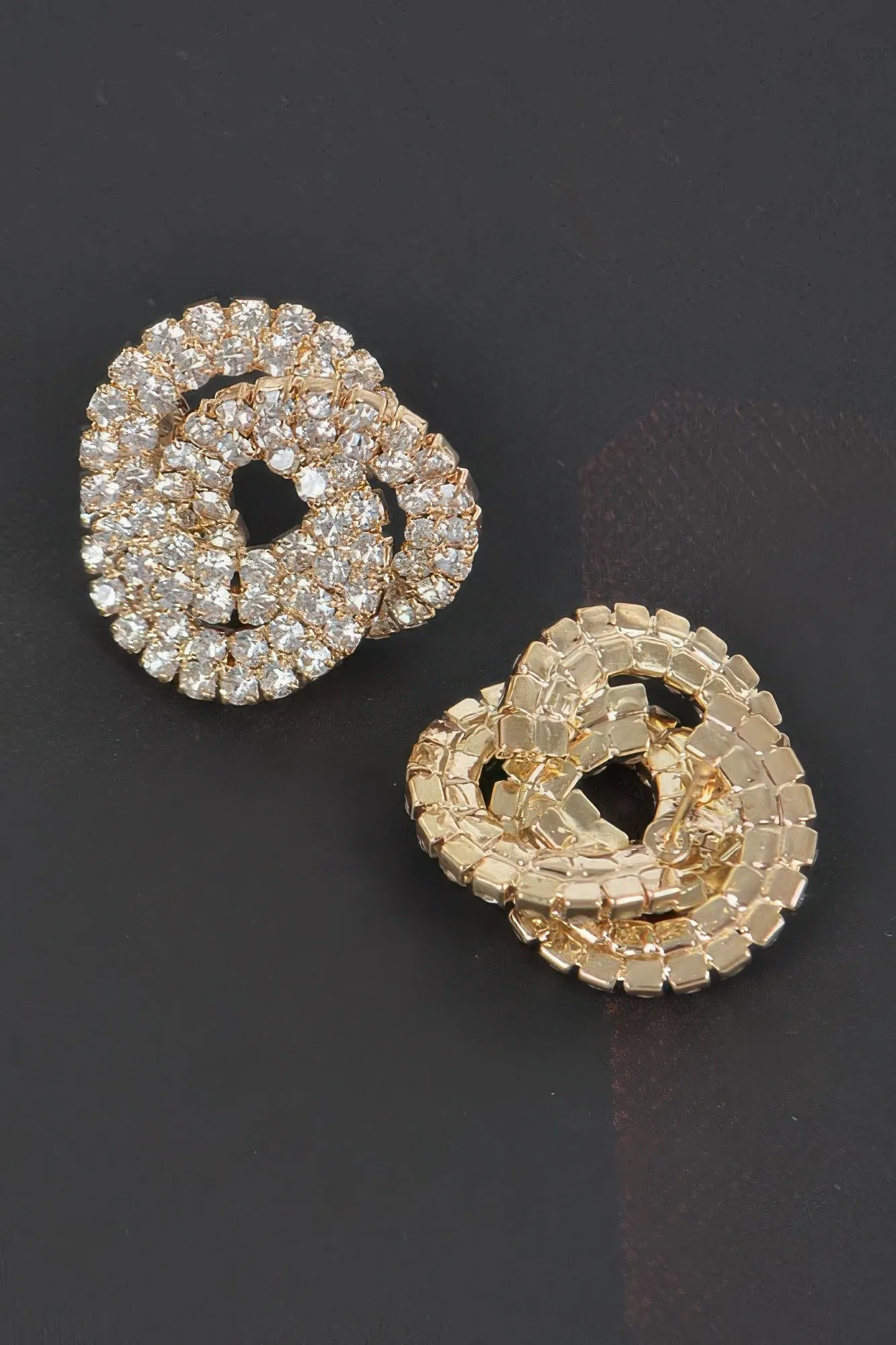 Rhinestone Button Earrings