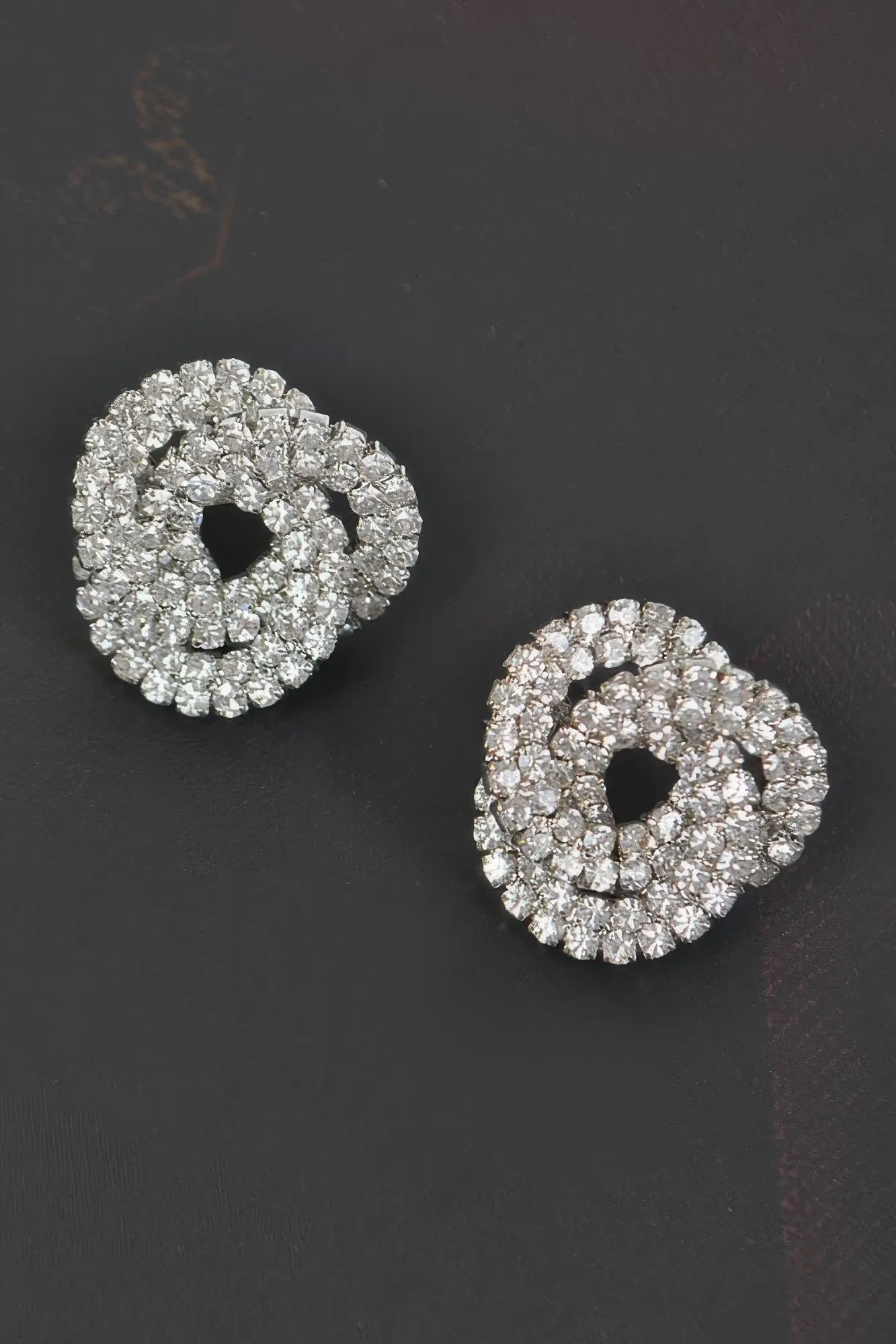 Rhinestone Button Earrings