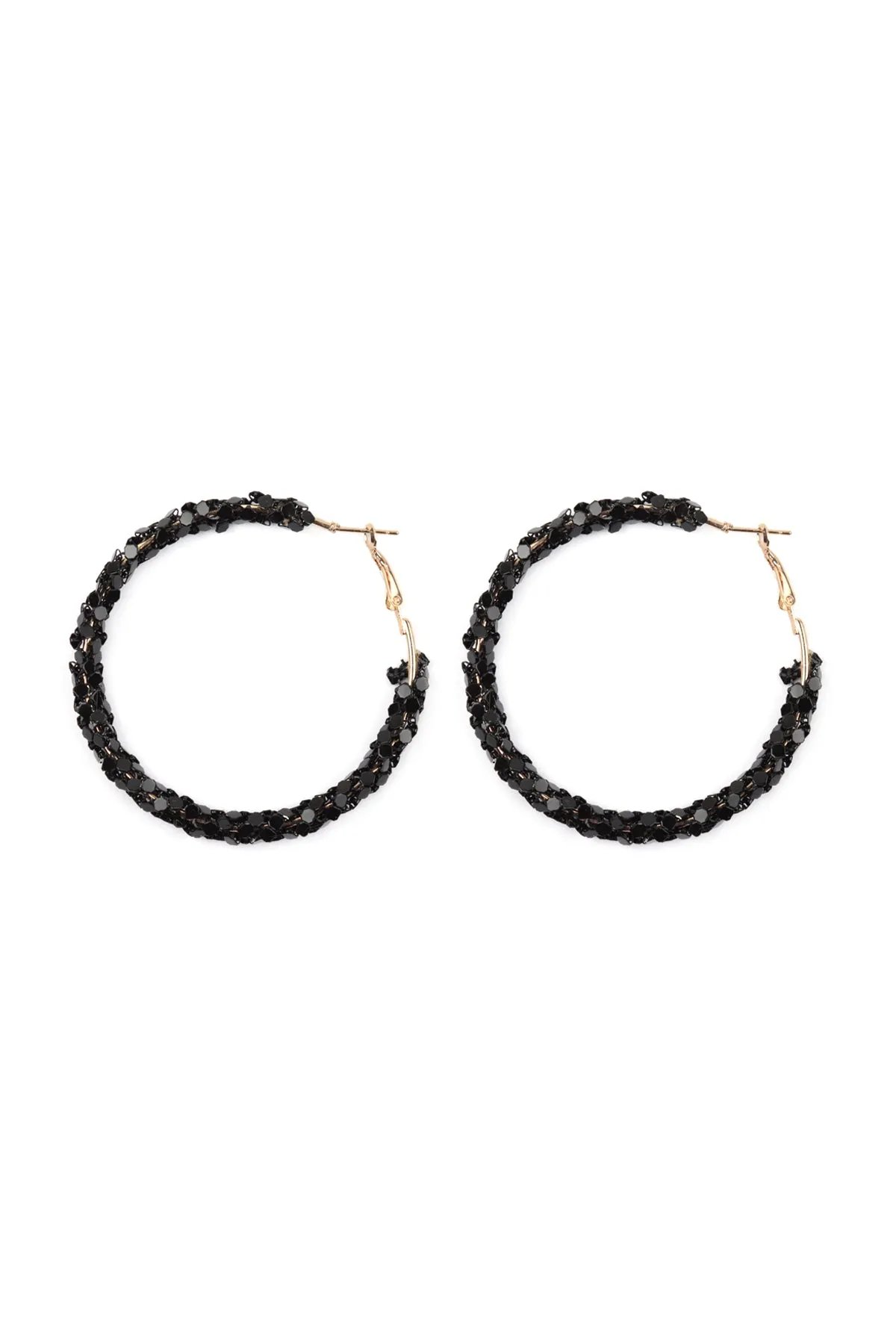 RHINESTONE WRAPPED HOOP EARRINGS
