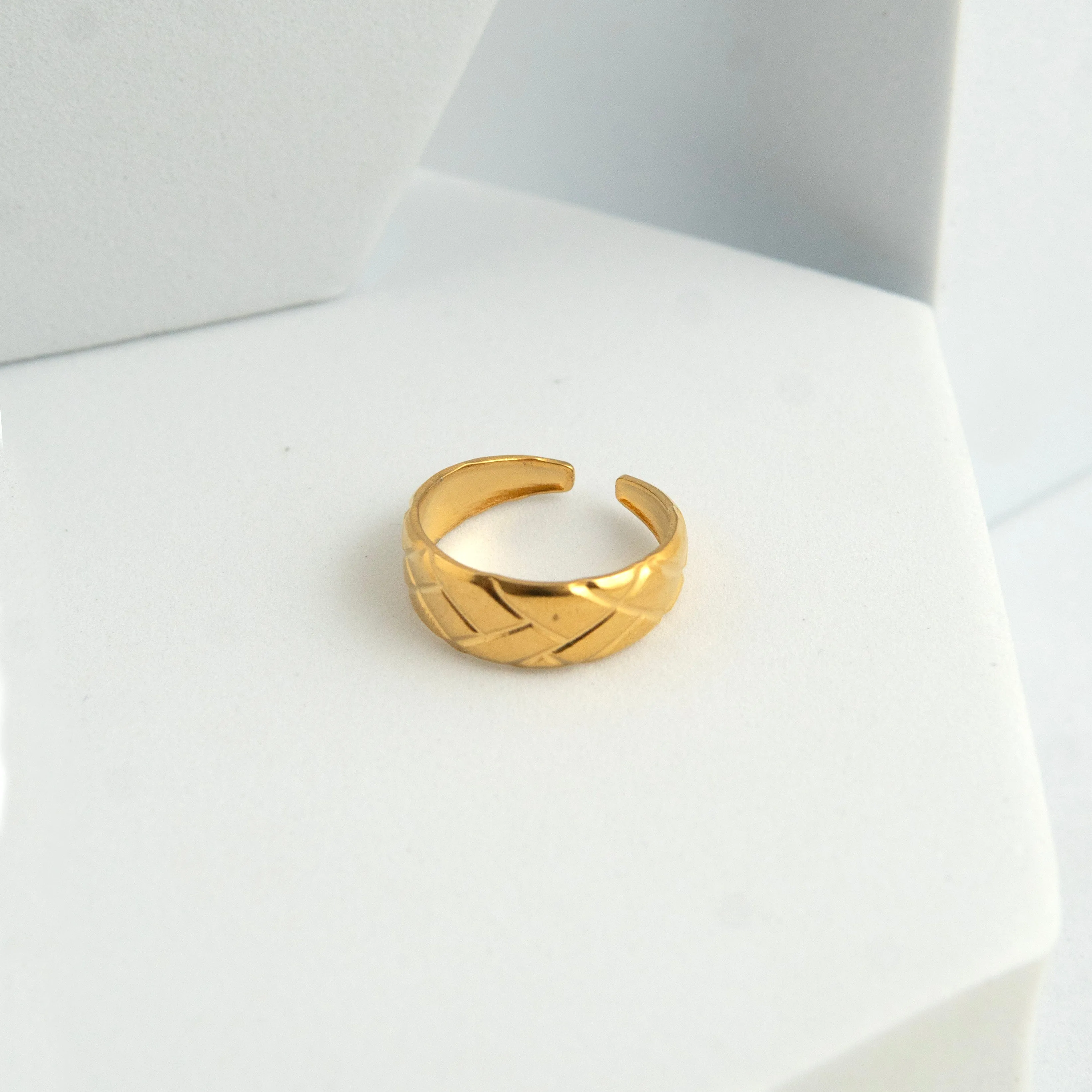 Rhombus Adjustable Ring Gold Plated