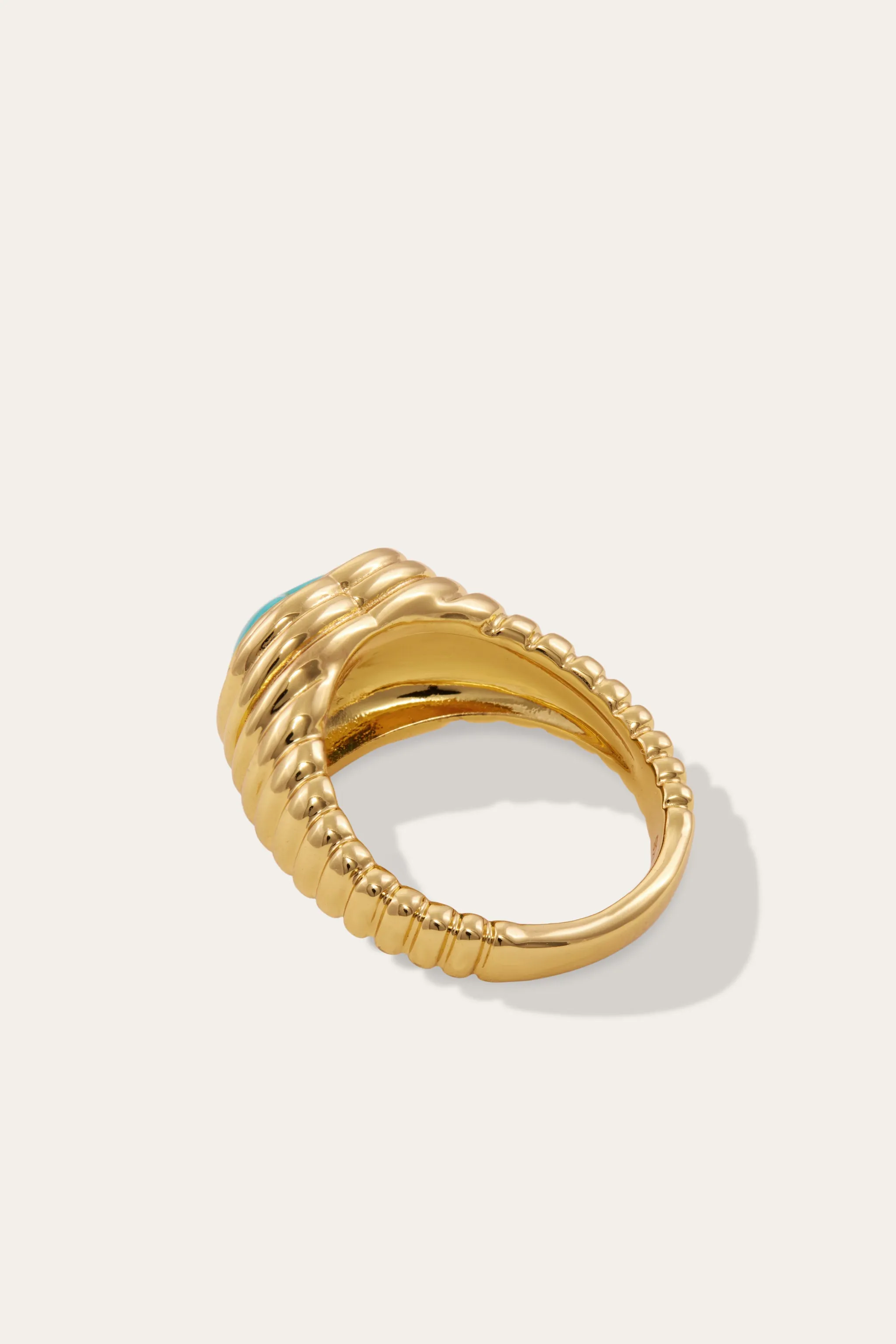 Ridge Heart Turquoise Gold Vermeil Ring