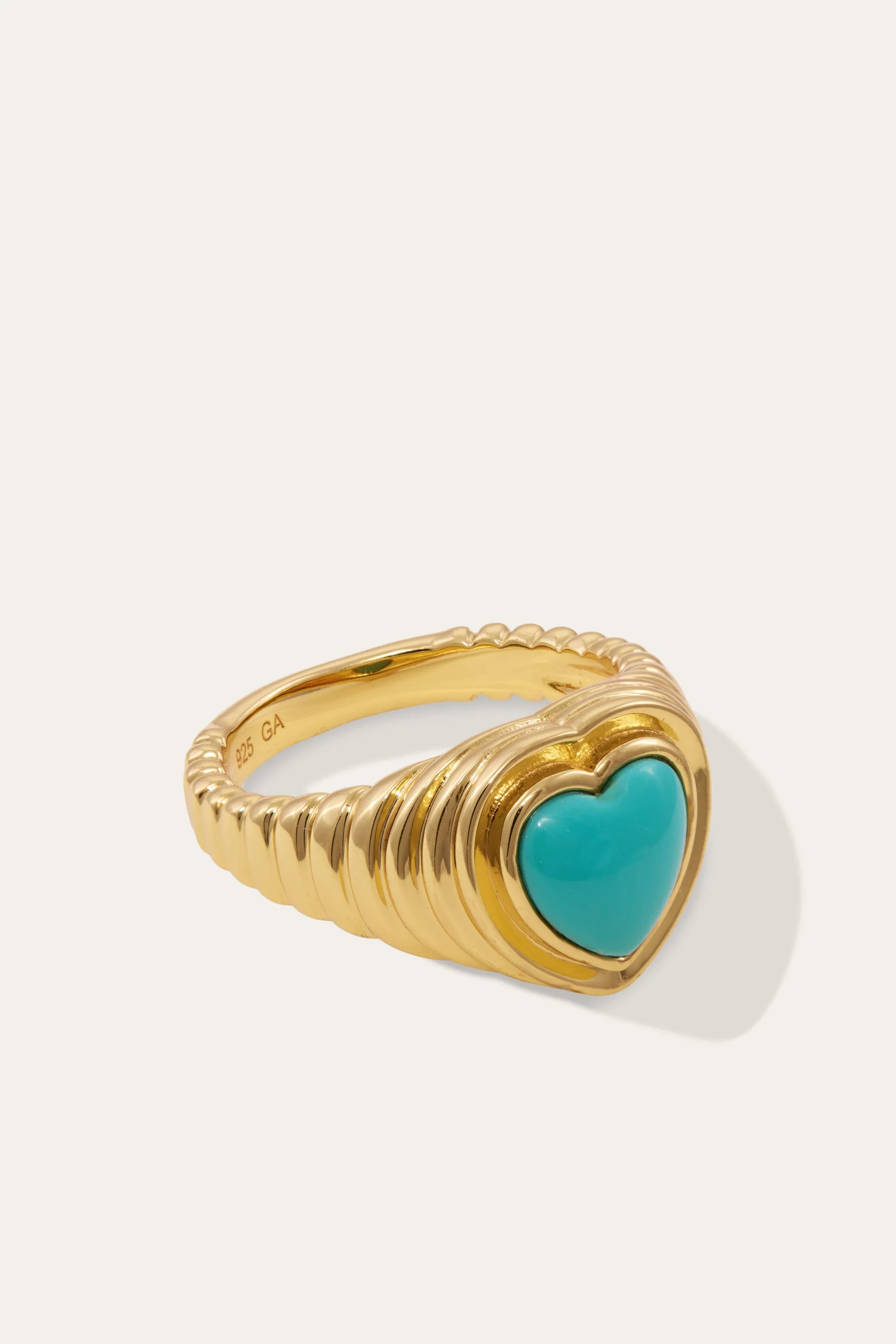 Ridge Heart Turquoise Gold Vermeil Ring