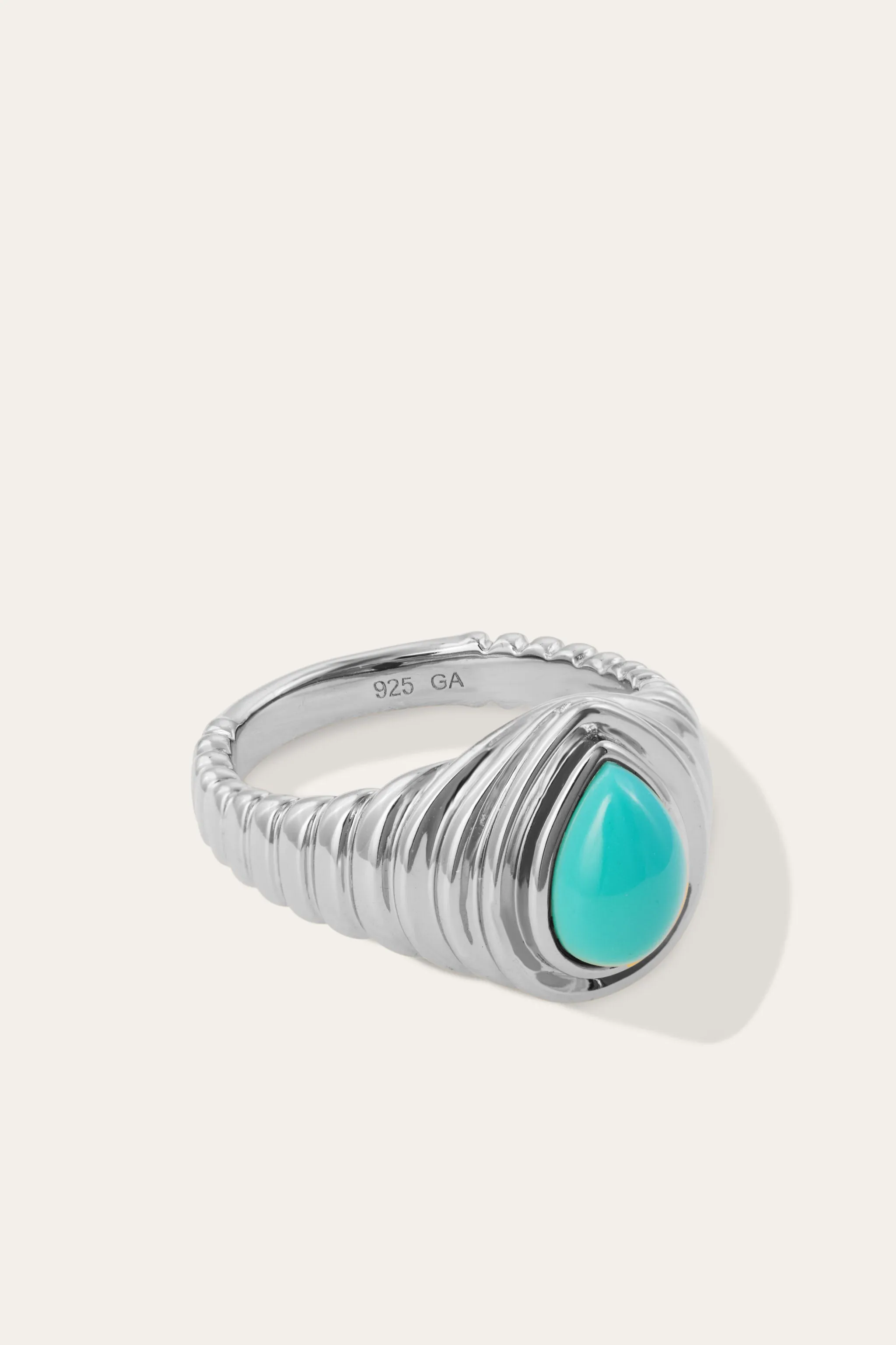 Ridge Teardrop Turquoise Silver Ring
