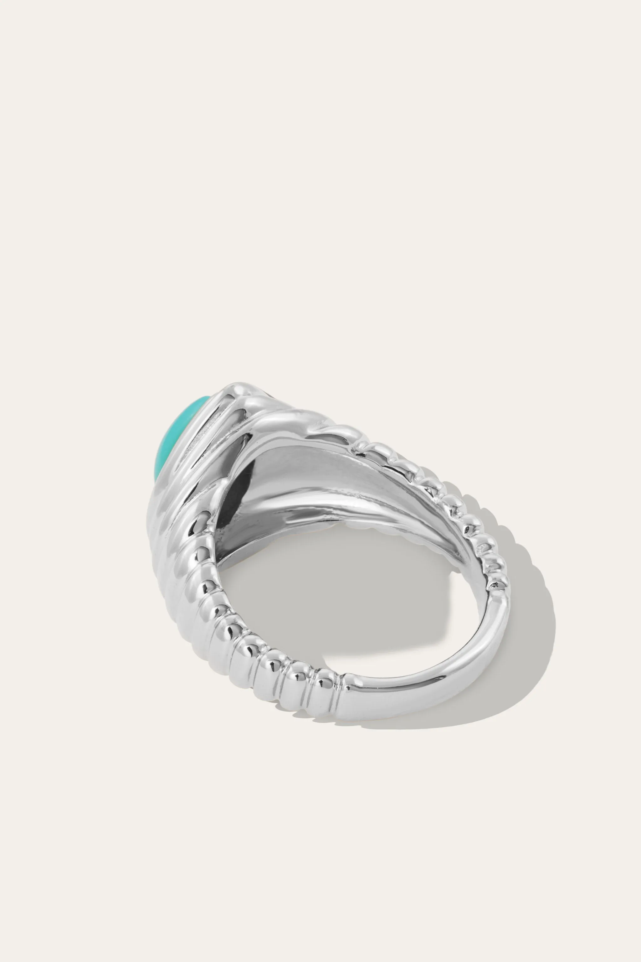 Ridge Teardrop Turquoise Silver Ring