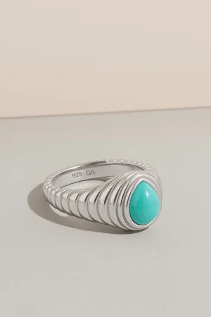 Ridge Teardrop Turquoise Silver Ring