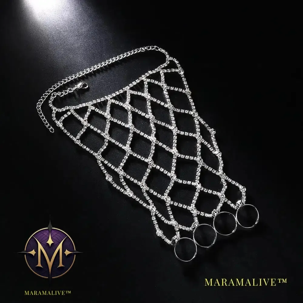 Ring Charm Finger Mesh Linked Bracelet Jewelry Femme for Women Hand New Fashion Luxury Bangles 2024 Designer
