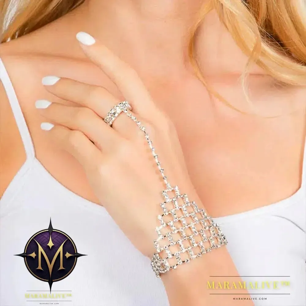 Ring Charm Finger Mesh Linked Bracelet Jewelry Femme for Women Hand New Fashion Luxury Bangles 2024 Designer
