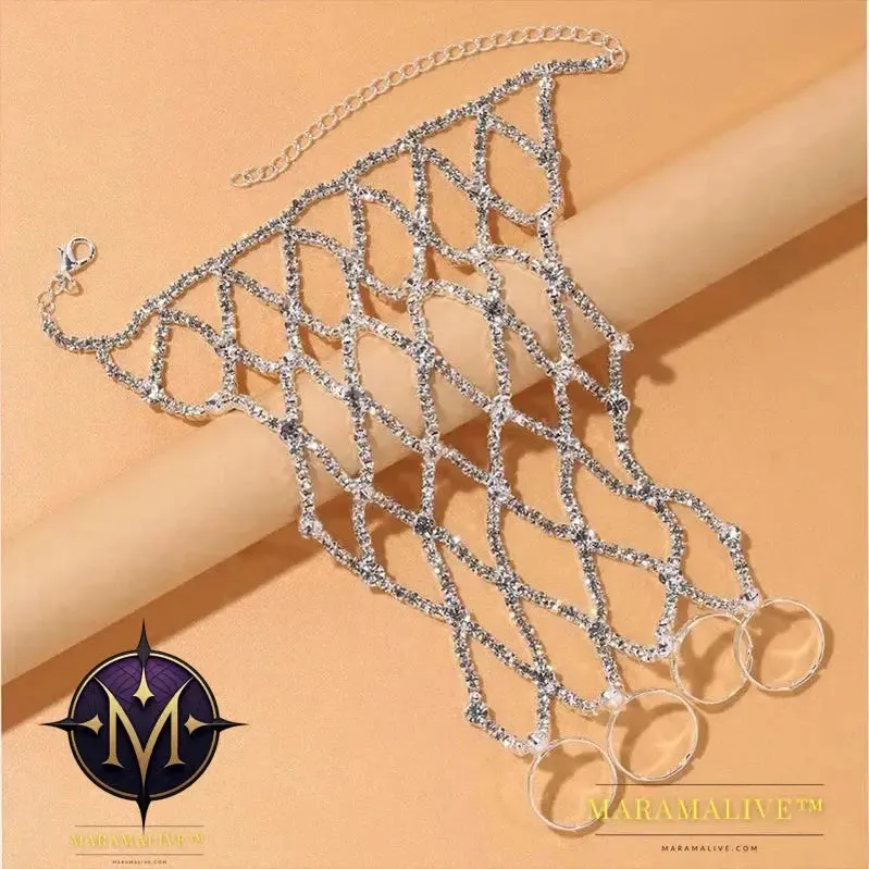 Ring Charm Finger Mesh Linked Bracelet Jewelry Femme for Women Hand New Fashion Luxury Bangles 2024 Designer